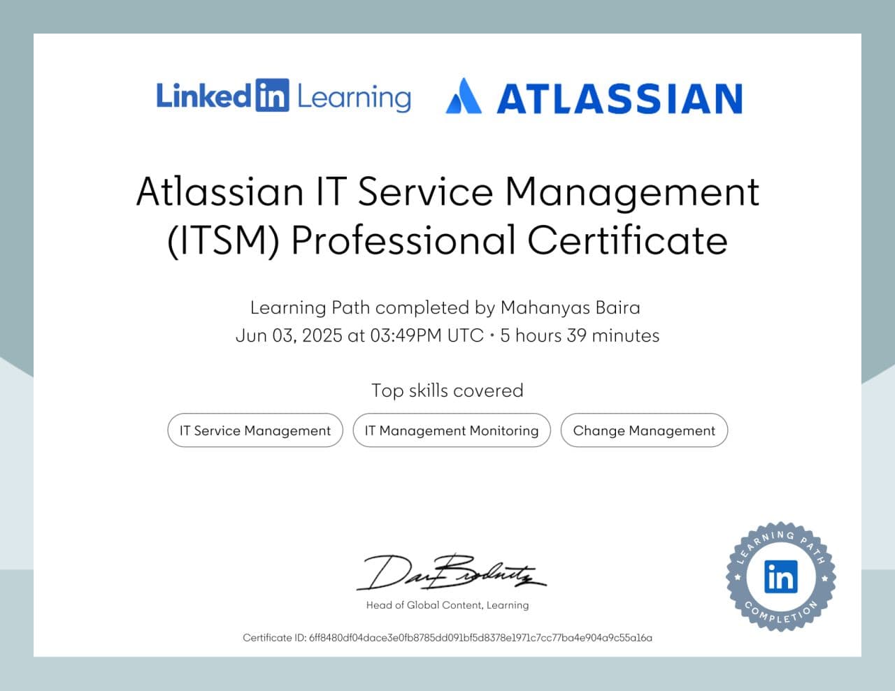 Atlassian IT Service Management (ITSM) Professional Certificate