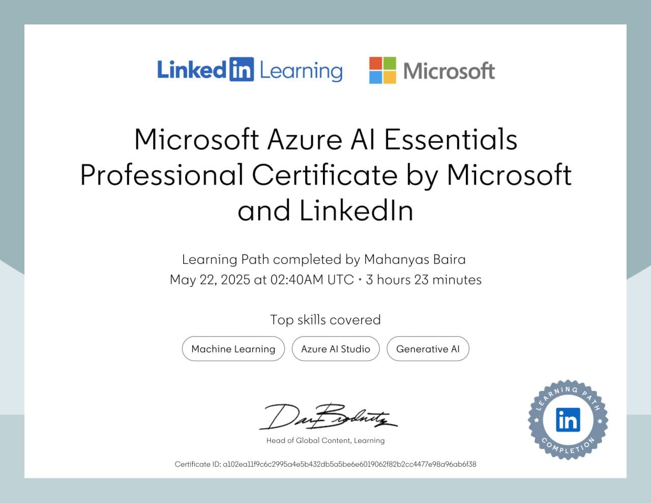 Microsoft Azure AI Essentials Professional Certificate