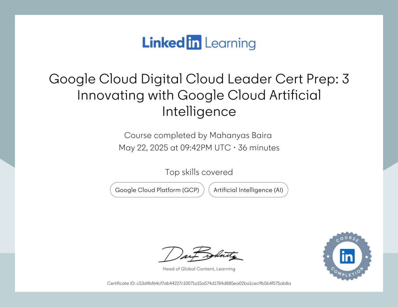 Google Cloud Digital Cloud Leader: Innovating with GCP AI