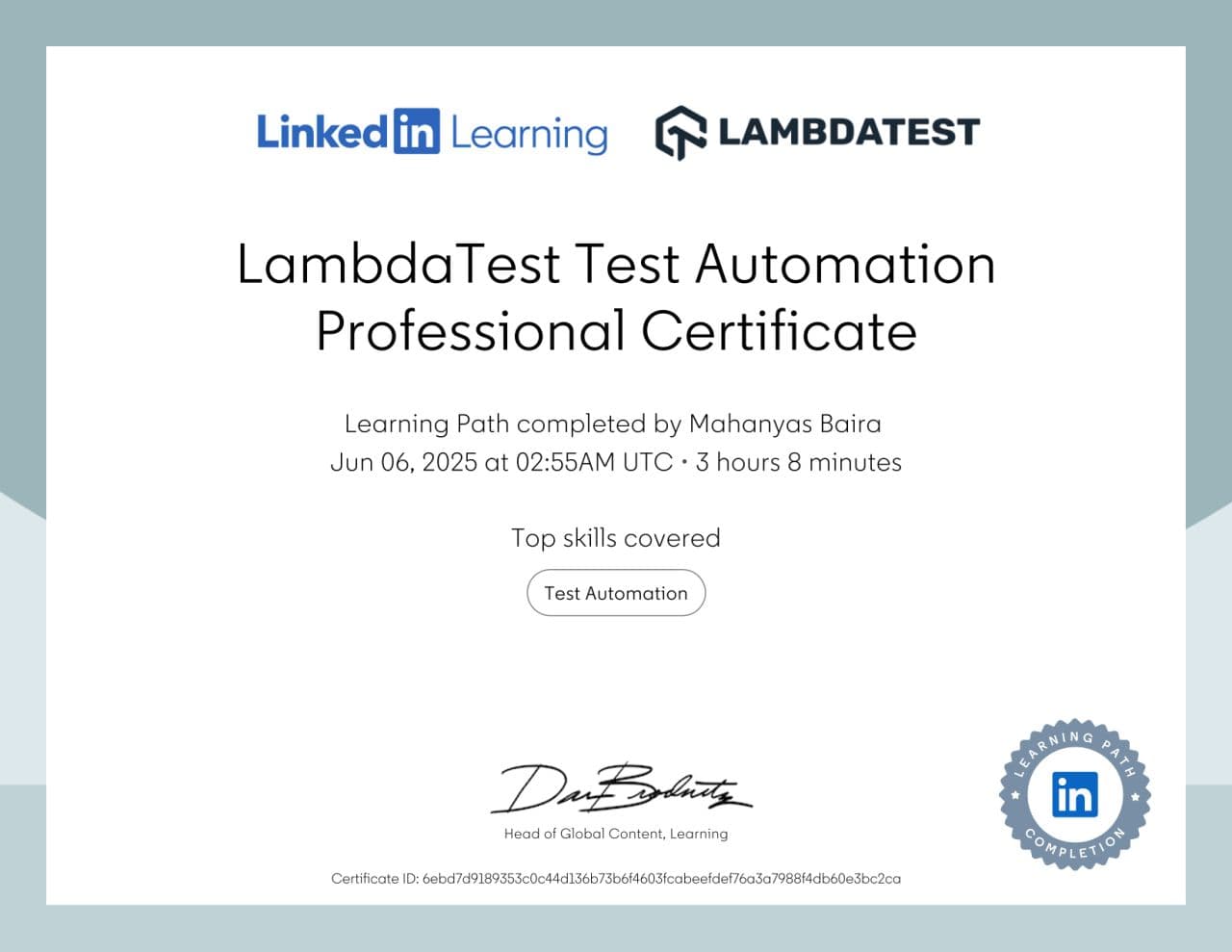 LambdaTest Test Automation Professional Certificate